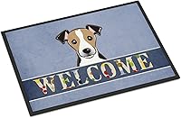 Vista 148 de Caroline's Treasures BB1449JMAT - Tapete de bienvenida de carlino negro, 24 x 36 pulgadas, tapete azul para puerta delantera, para interiores