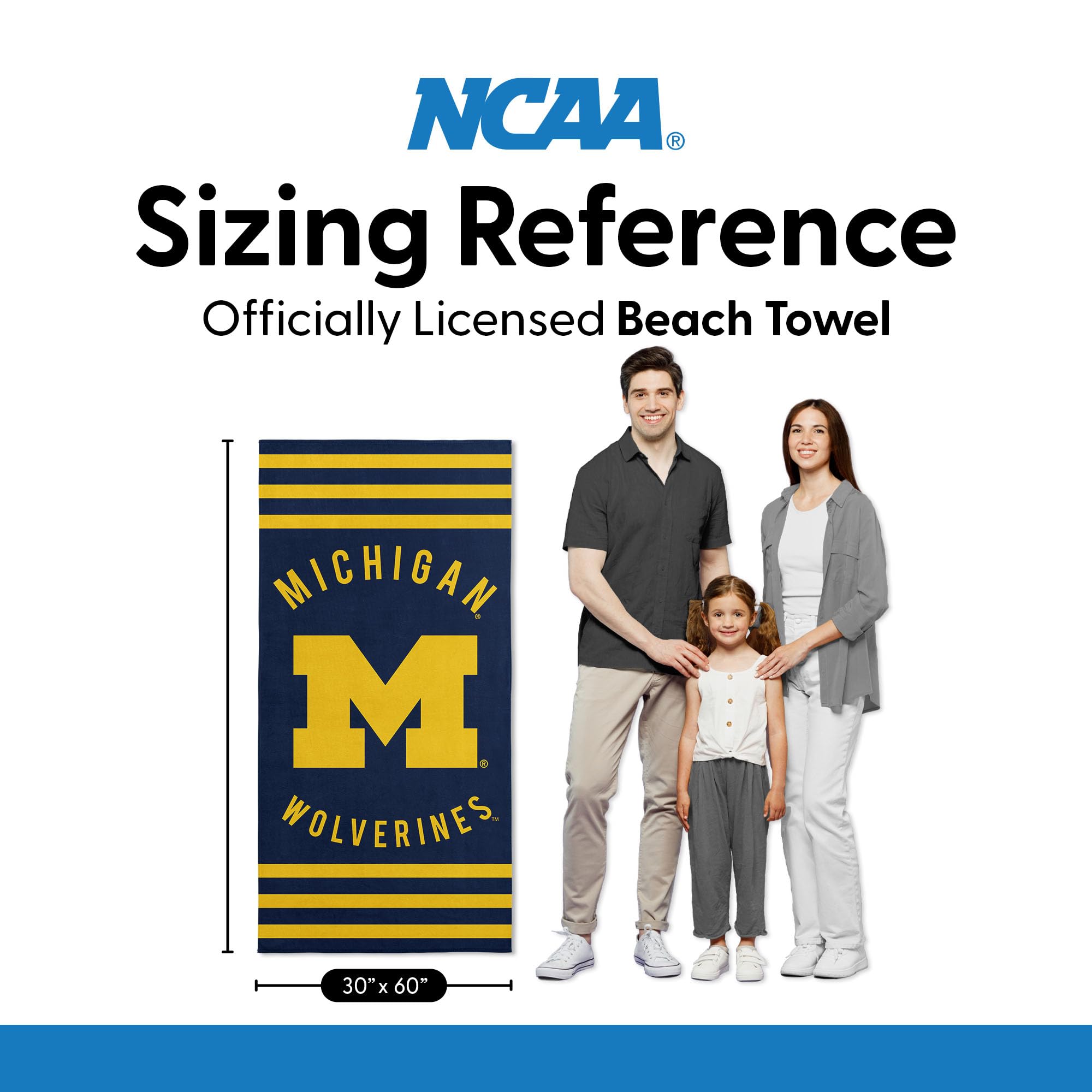 NCAA Michigan Wolverines Toalla de Playa Azul 30 x 60 Pulgadas