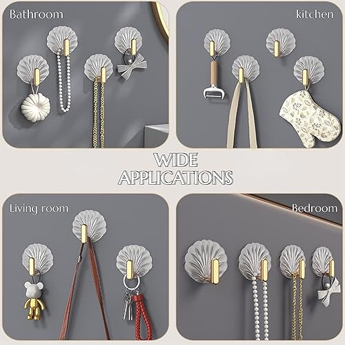Miniatura 2 de Ganchos adhesivos de pared, ganchos decorativos resistentes para llaves, bolsos, sobre la puerta, paquete de 8