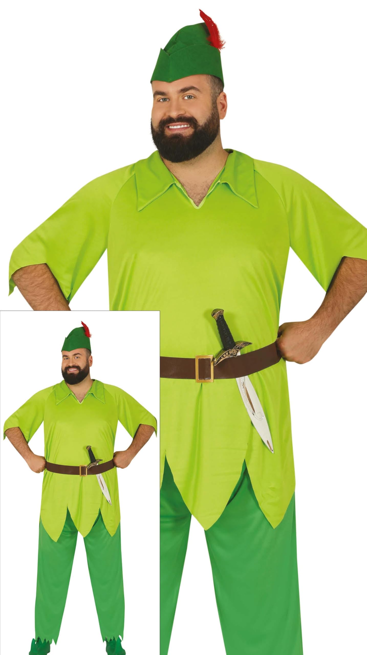 FIESTAS GUIRCA | Disfraz de Arquero Adulto (56-58/XXL) - Camisa, Cinturón, Gorro y Pantalón - Disfraces de Cuentos y Hadas, World Book Day, Halloween y Carnaval - Ideal para Hombres - Verde