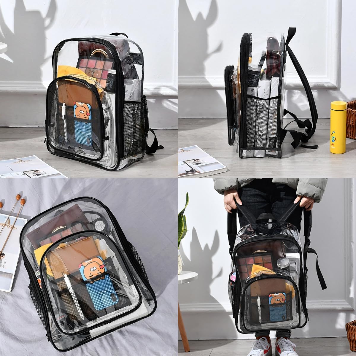 Sac a Dos Transparent,Sac Impermeable Sac à Main Unisexe Sac à Dos D'école PVC,Sac de Sport Transparent pour Travail Collège les Voyages