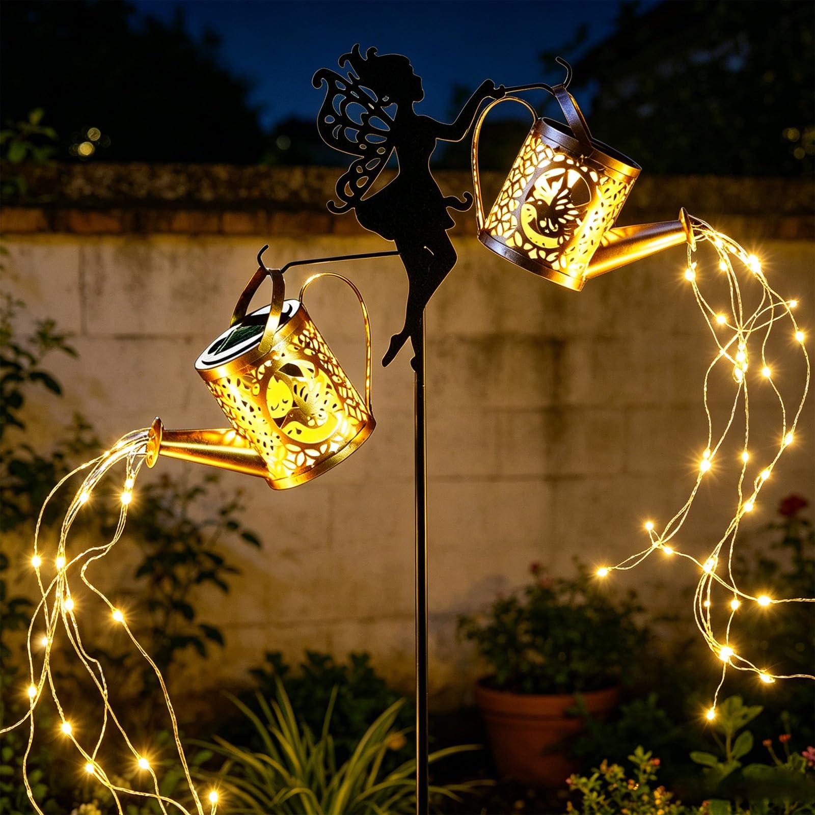 DAZZTIME Solaires de Jardin,Étanche Jardin Décor avec un Pôle Deux Lumière,Lumiere Solaire Exterieur Decorative,pour Chemin de Pelouse,Patio,Balcon,Cour