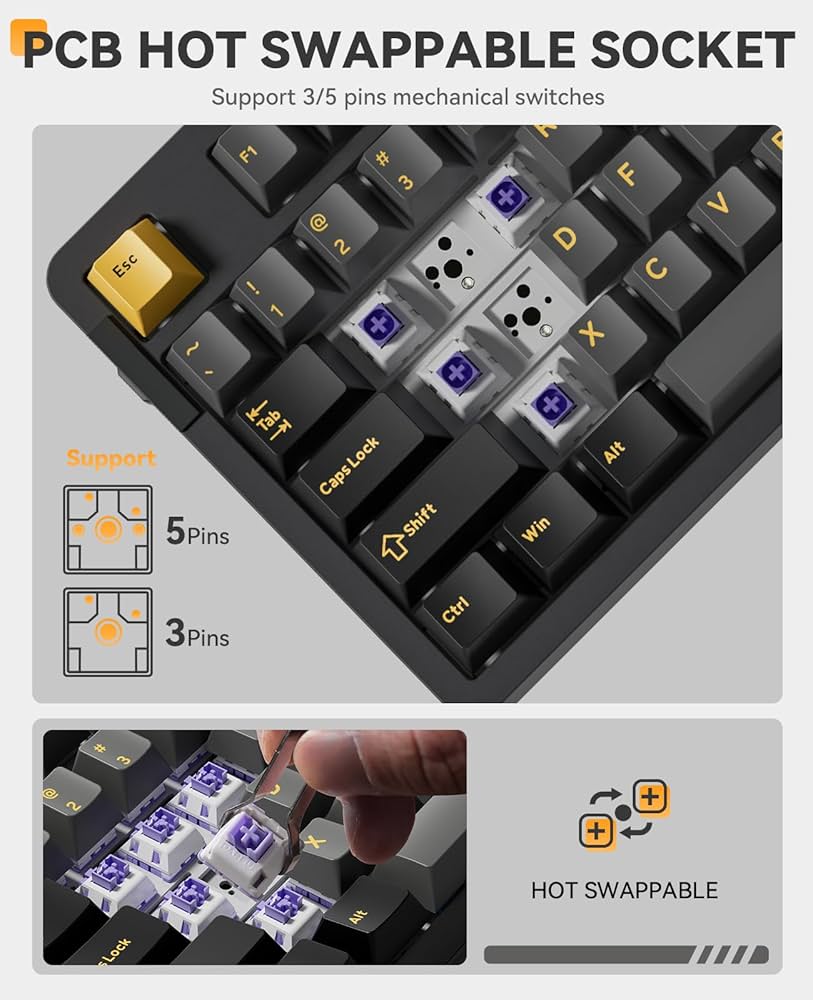 EK87PRO ゲーミングキーボード 無線 テンキーレス 80