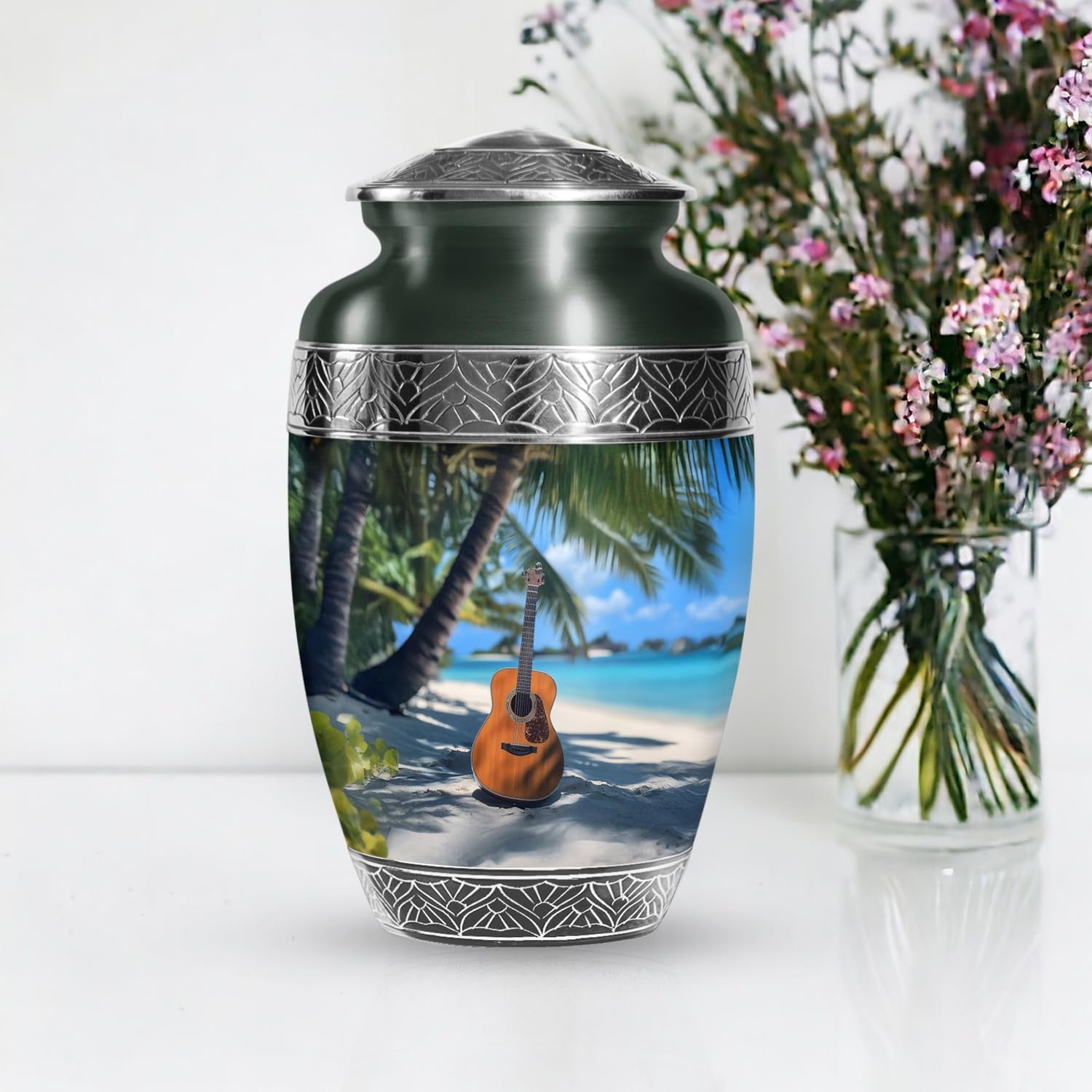 Guitar Memorial Urns for Human Ashes Adult Man, Decorative Large Funeral Urn for Ashes for Women, (Large Drop, 10 Inch)