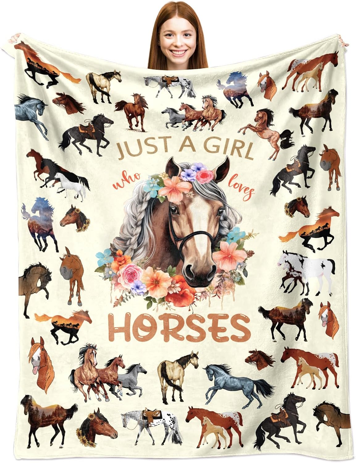 Horse Blanket Gifts for Girls Women Animal Horse Stuff Lovers Horses Throw Blanket Bedroom Decor 80"x60"
