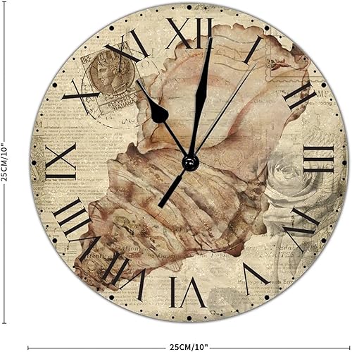 Miniatura 287 de ArogGeld Reloj de pared con diseño de estrella de mar antigua francesa, de cloruro de polivinilo, con números romanos, de 10 pulgadas, funciona