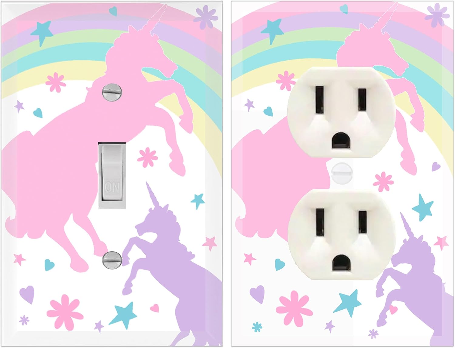 Unicorn Girls Room Decor -Pretty Pastel Unicorn Rainbow Light Switch & Outlet Plate