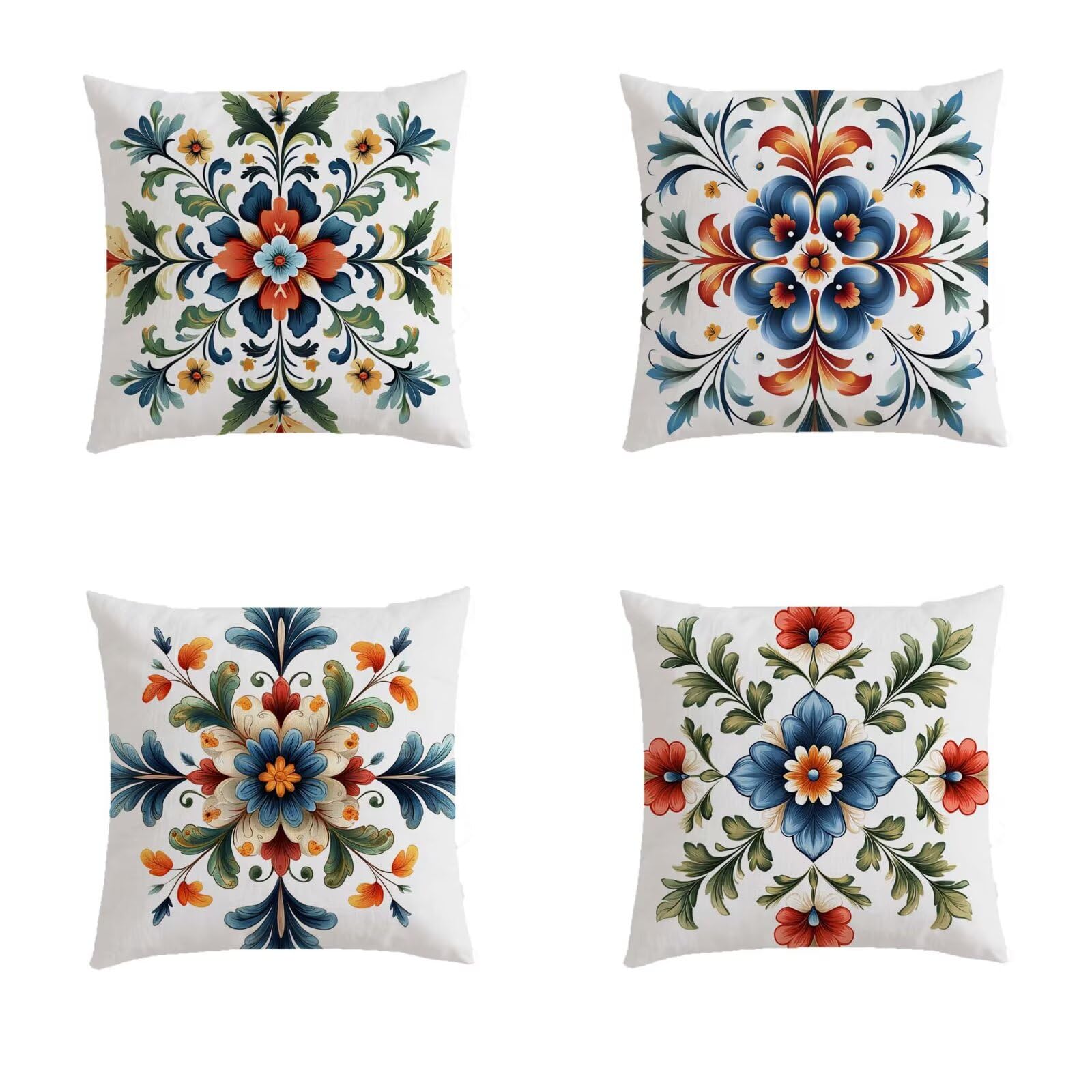 Housse de coussin aspect lin bleu marine bohème de haute qualité 45x45 cm