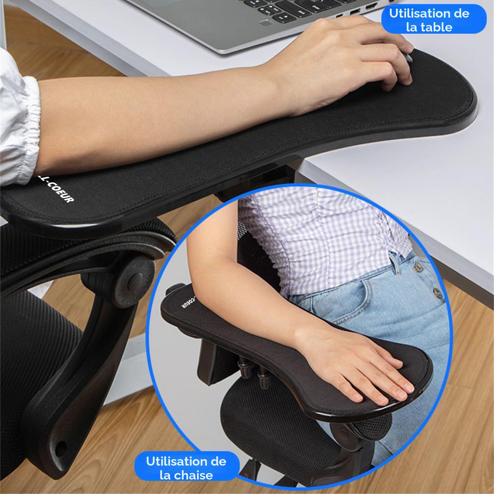 LL-COEUR Support de Bras Réglable Repose Poignet Ergonomique Bureau Plateau Ordinateur