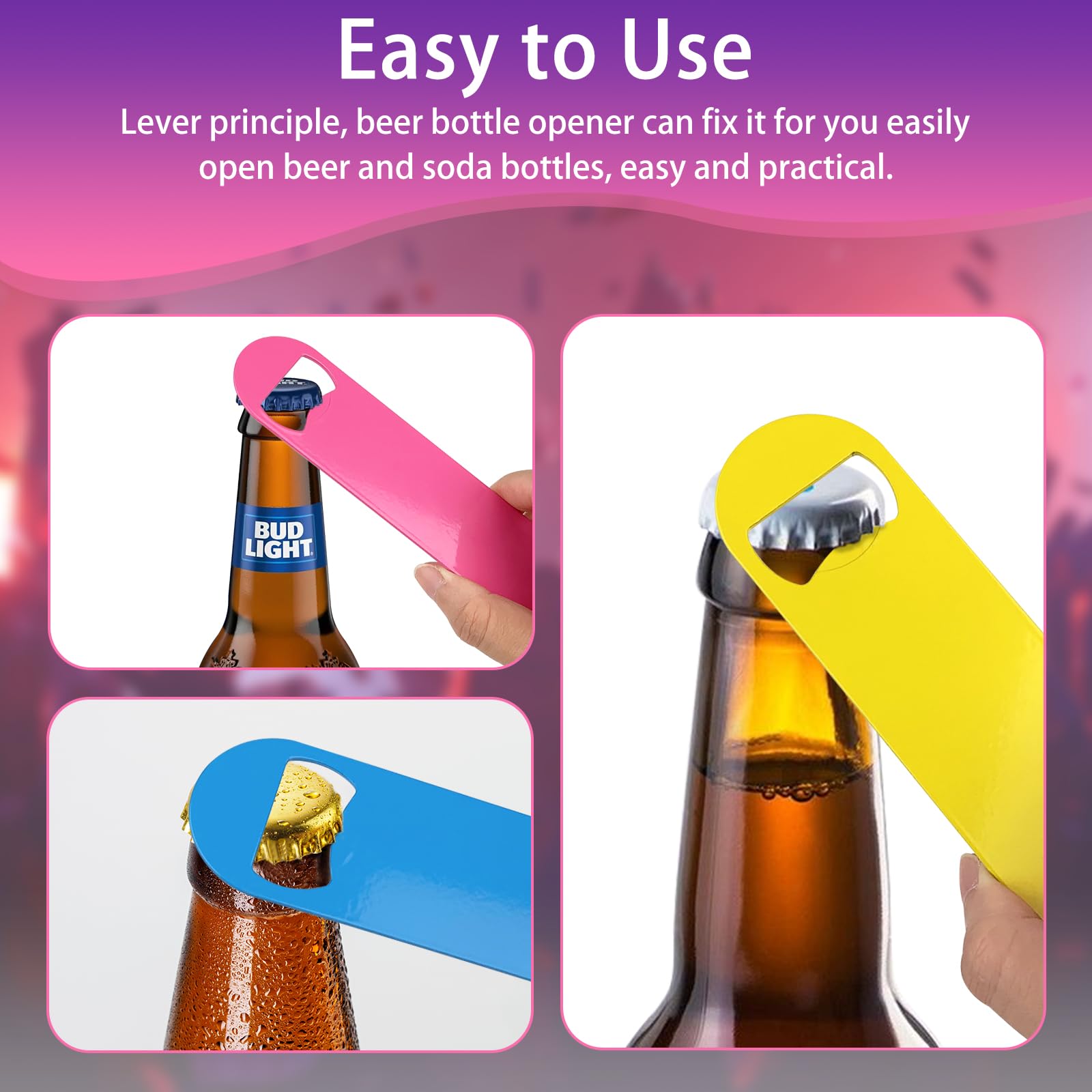 Colorful Stainless Steel Bottle Opener Set - 5 Pack -4 Colorful Stainless Steel Bottle Opener Set - 5 Pack -4
