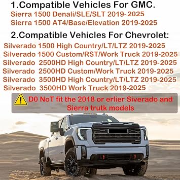 Bed Rail Stake Covers for GMC Chevy Silverado/GMC Sierra 1500,Black