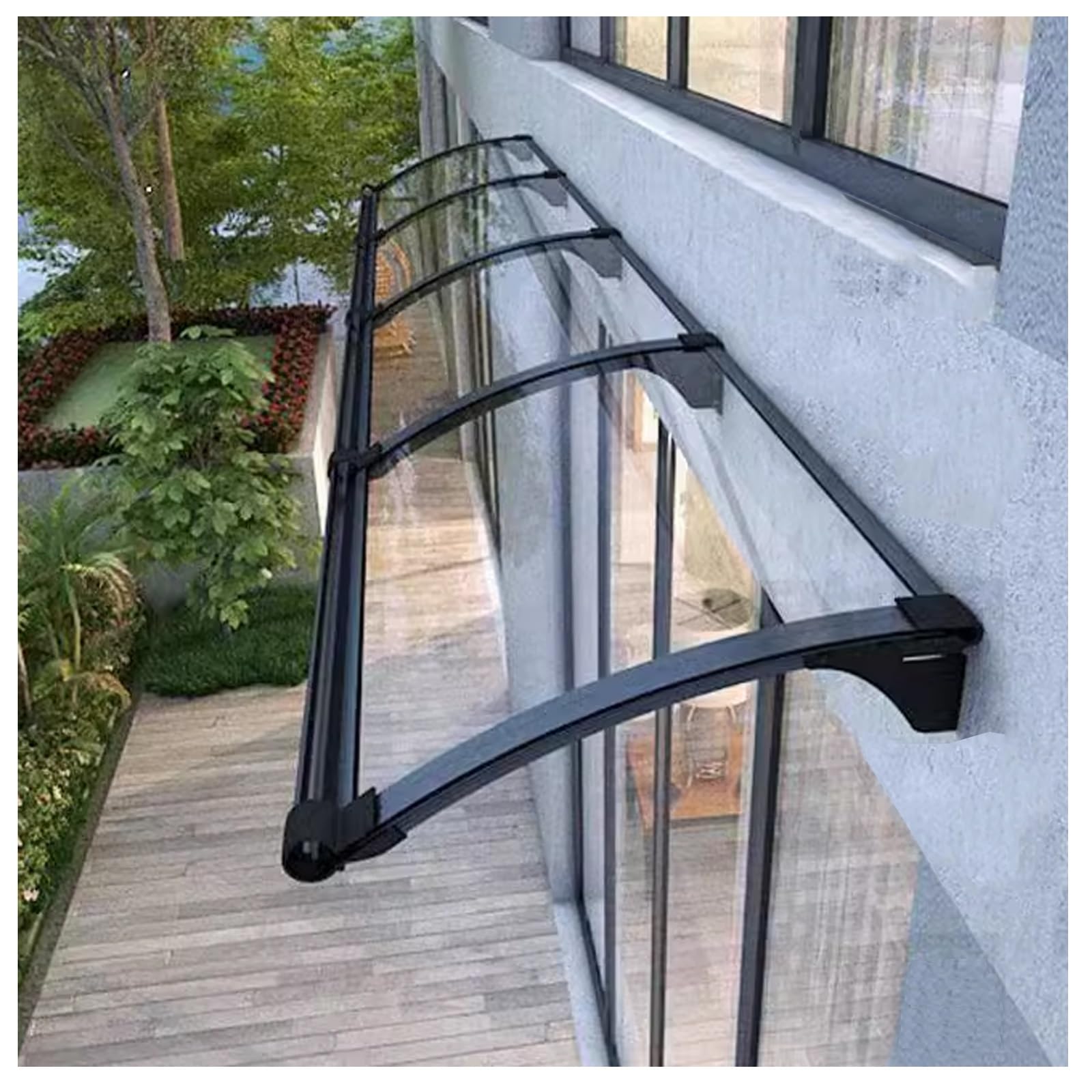 Czyzmdd Aluminum Door Canopy Awning Outdoor Window Shelter For Entrance 80X400cm (32X158in) Weatherproof Protection Front And Kitchen Sink