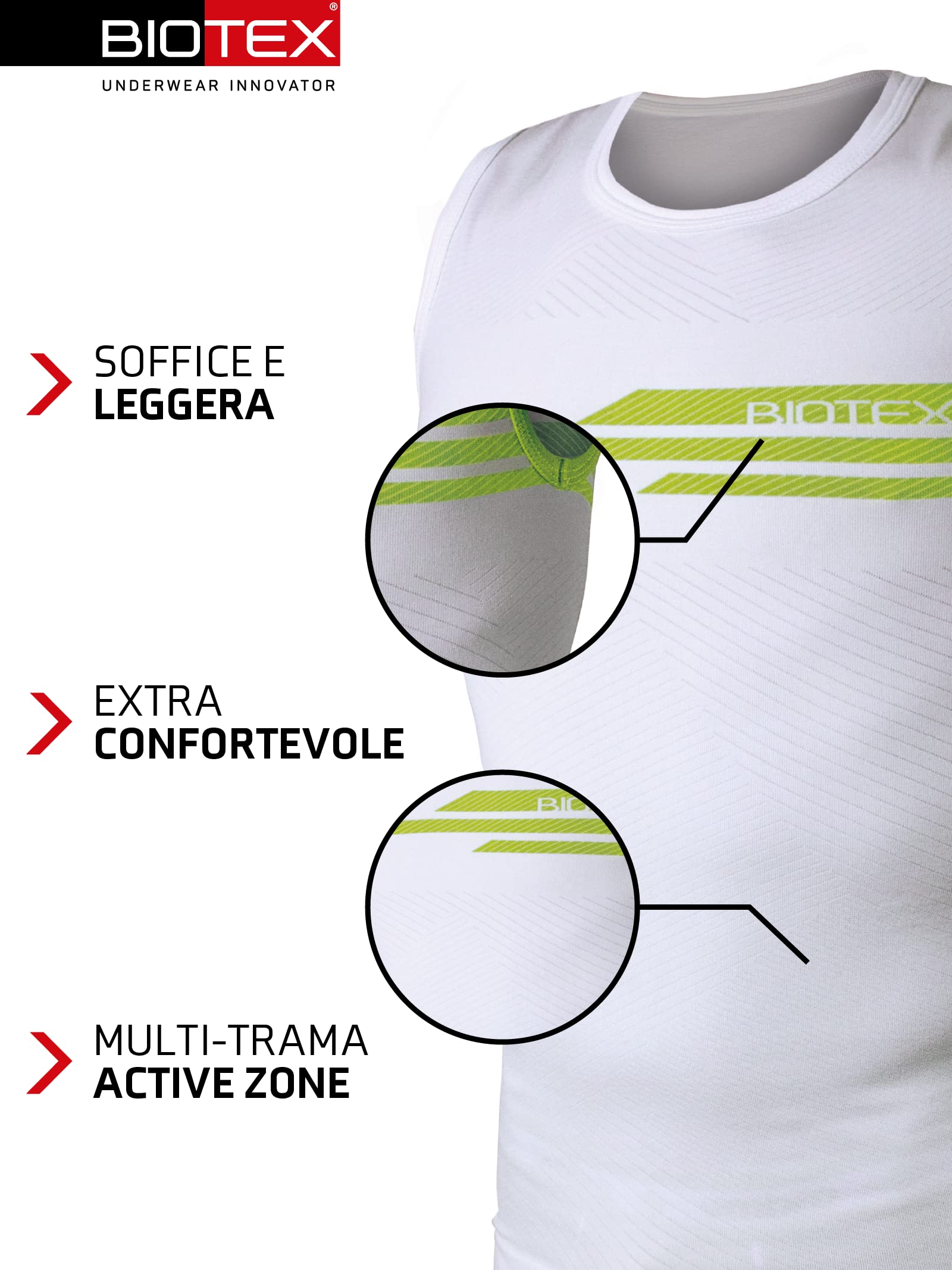 BIOTEX Canotta Impact Traspirante da Uomo per Ciclismo e Running, Intimo Tecnico Sportivo Ideale per L'Estate e per l'inverno