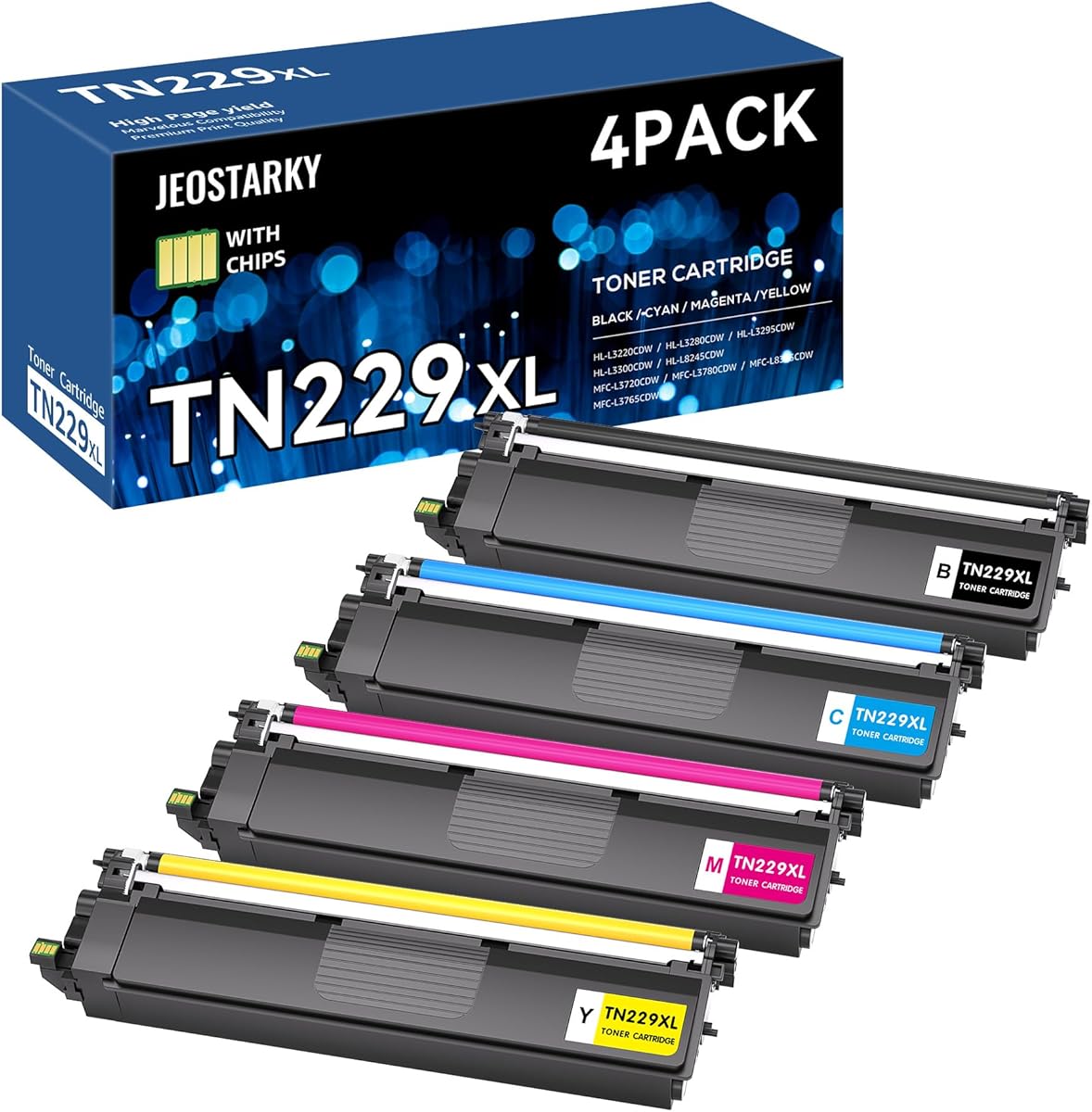 Jeostarky TN229XL TN229 Toner Cartridge High Yield Replacement for Brother TN229 TN229XL Toner Compatible with Brother MFC-L3780CDW MFC-L3720CDW HL-L3280CDW HL-L3220CDW HL-L3300CDW HL-L3295CDW Printer : Office Products