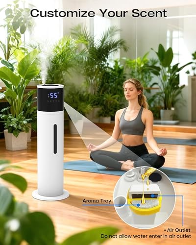 Miniatura 6 de Humidificador de 13 L para habitación grande, 100 horas de funcionamiento, 28 dB, silencioso, humidificador de aire de niebla fría para dormitorio,