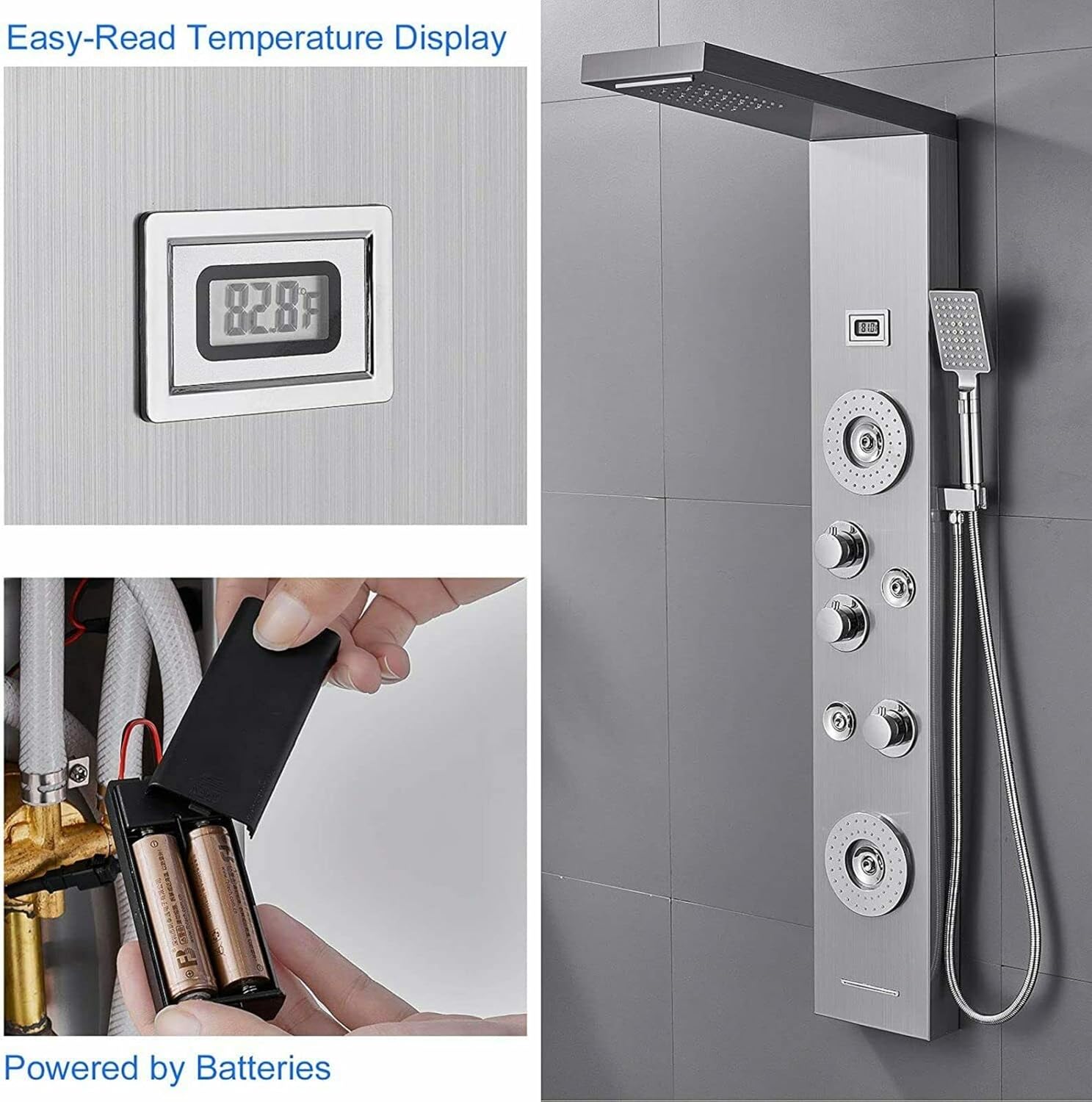 Shower Panel Tower System LED Rainfall Waterfall Bathtub Jet Massage Body