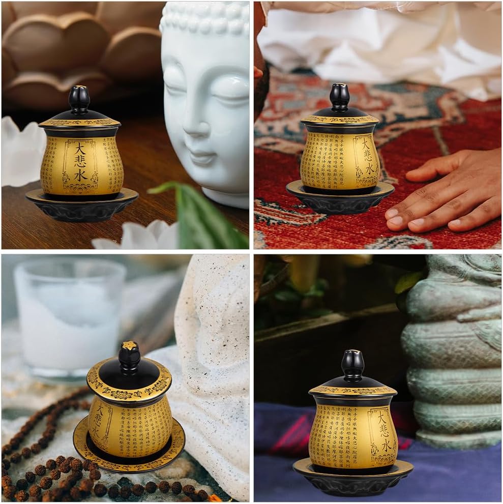 ABOOFAN Buddha Worship Holy Grail Water Supply Cup Offering Cup Buddhist Offering Container Ceramic Water s Buddhist Supplies Worship Ritual Bowl Large Shelf Ceramics