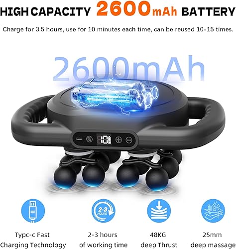 Miniatura 2 de AdamPark Juego de pistolas de masaje de 12 cabezas, masajeador muscular de tejido profundo, herramienta de masaje muscular silenciosa para aliviar