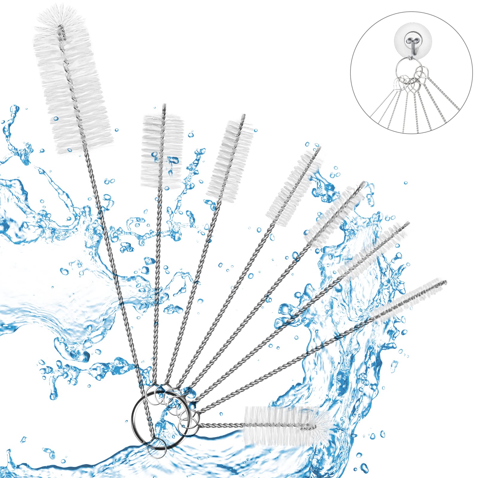 10 Pieces Nylon Cleaning Bottle Brush Pipe Cleaning Brushes Tube Brushes Tube Bottle Straw Washing Cleaner Bristle Kit Tool Black