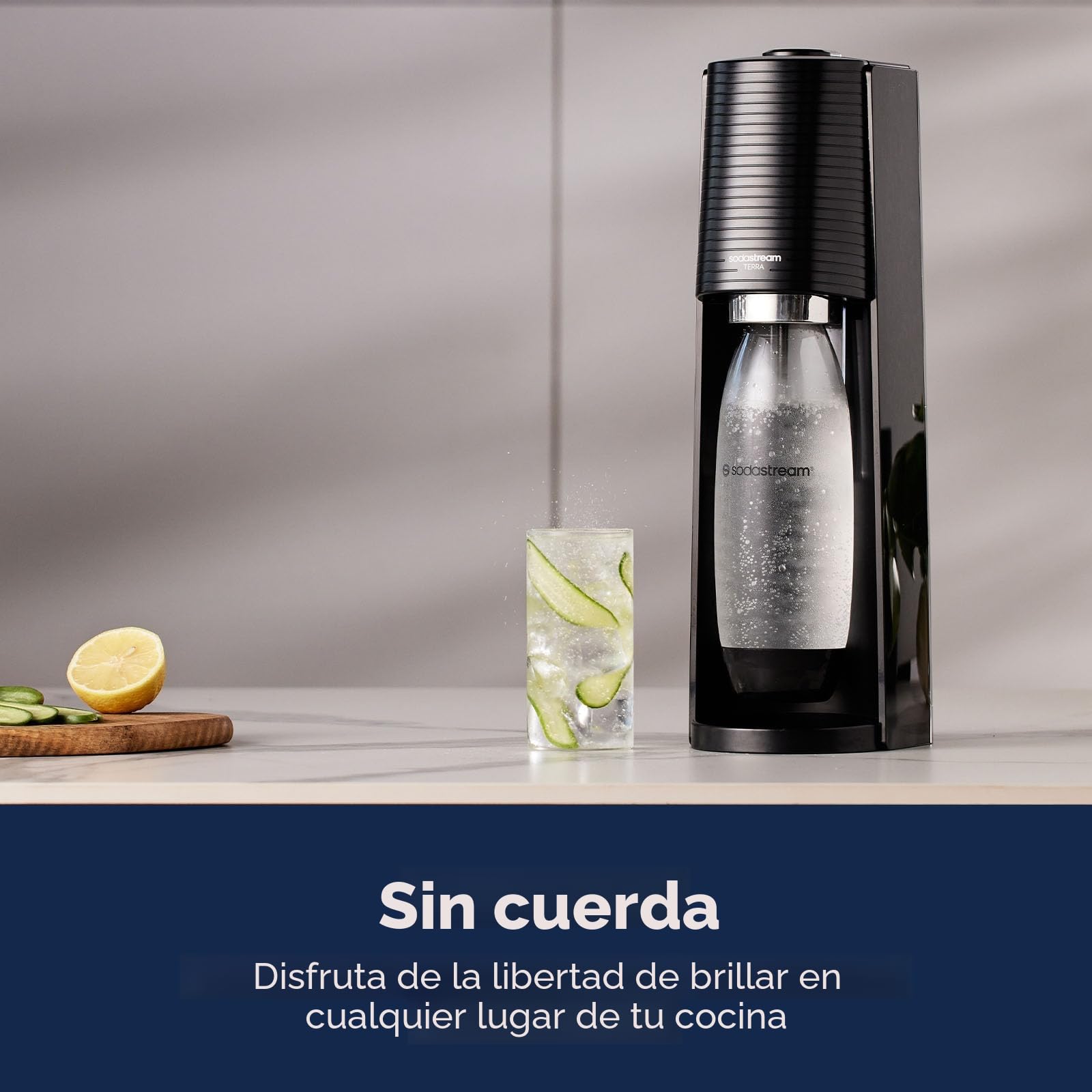SodaStream Terra - Máquina de agua con gas (negro) con botella de CO2 y DWS