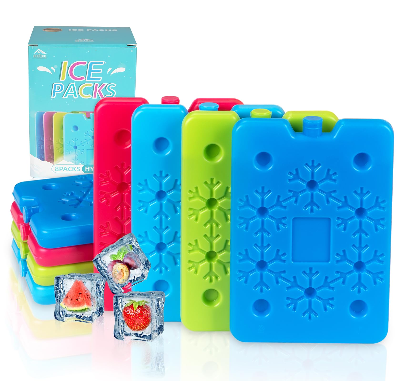 Reusable Ice Cubes Farochy Reusable Ice Packs For Lunch Boxes - 4 Pack ...