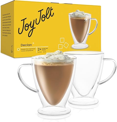 Miniatura 8 de JoyJolt Declan Irish - Tazas de café de vidrio con aislamiento de doble pared (juego de 2) -15 onzas