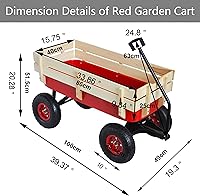 Vista 7 de Carro de Carga de Acero Resistente con Soporte Lateral de Madera, Neumáticos de Aire Todo Terreno de 10", Capacidad de Transporte de hasta 176 lb