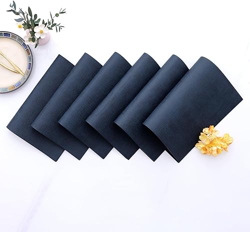 Miniatura 7 de Homaxy Juego de 6 manteles individuales de piel sintética resistentes al calor para mesa de comedor, impermeables, lavables, lavables, fáciles de