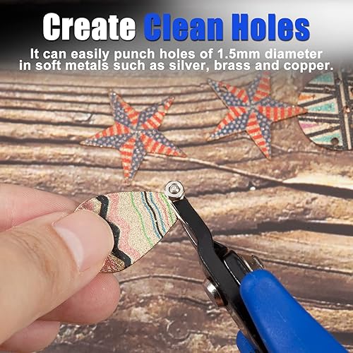 Miniatura 3 de Alicates perforadores de metal para la fabricación de joyas, perforador de agujero de metal de mandíbula corta con 0.059 in de diámetro para