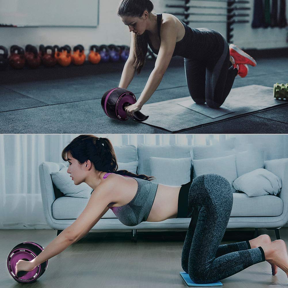 Rueda de rodillo abdominal, freno inteligente, rueda de rebote automático, rueda de abdominal, silenciosa antideslizante Abs Carver múltiples ángulos, entrenamiento de núcleo, rodillo abdominal, equipo de gimnasio en casa para hombres y mujeres
