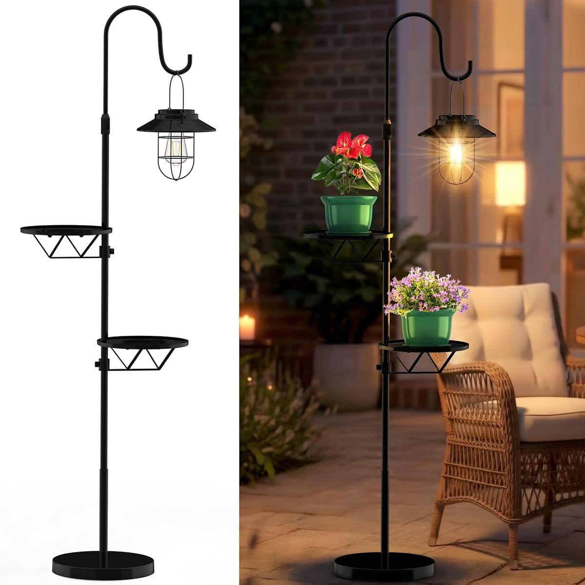 Candieslife 61 Solar Lights Outdoor with Plant Stands - Metal Shepherd Hook
