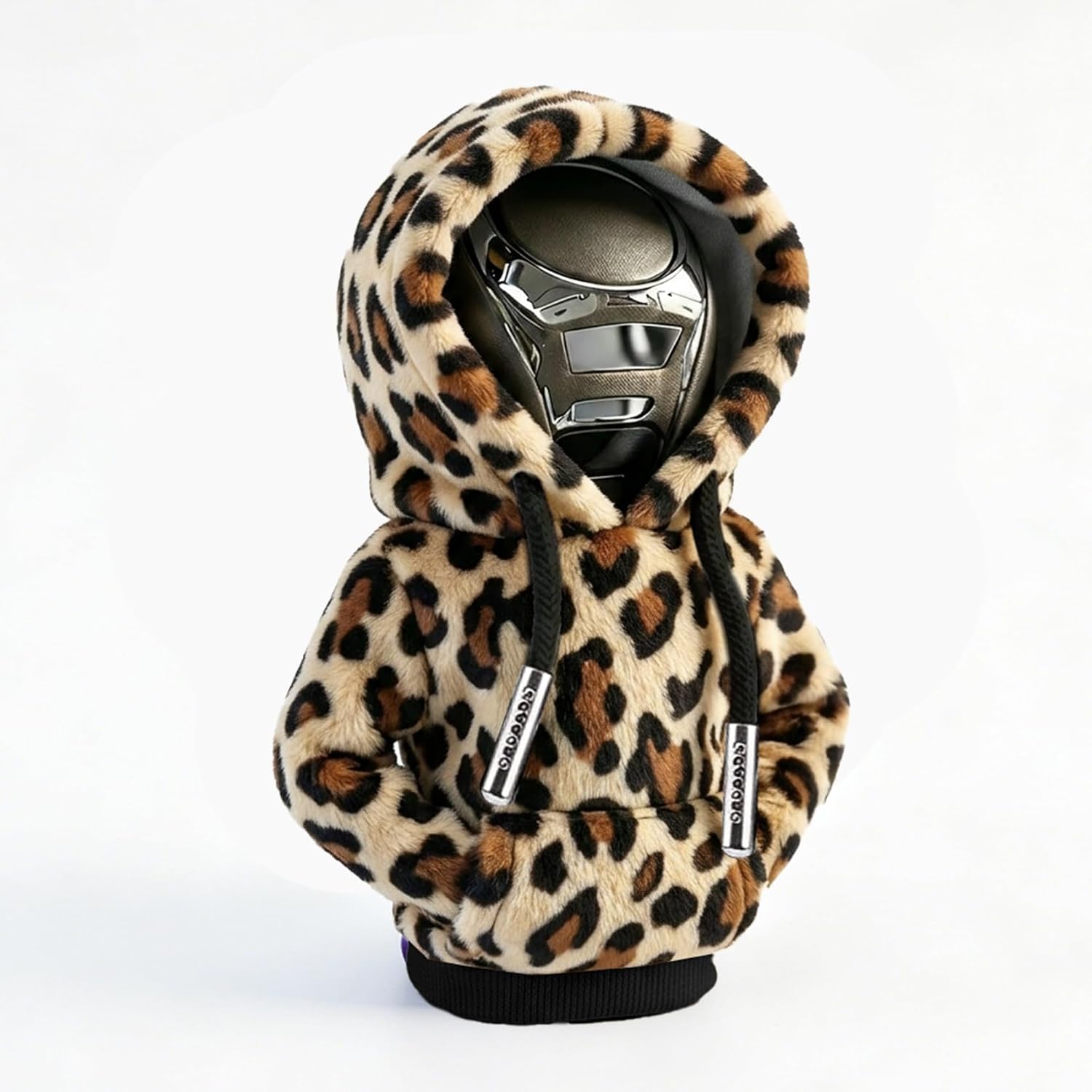 Car Gear Shift Hoodie Cover, Shifter Cover, Fashionable Gear Shift Knob Hoodie Protector, Auto Accessories Winter Warm Car Shifter Knob Sweater Protector for Most Vehicles (Leopard Print)