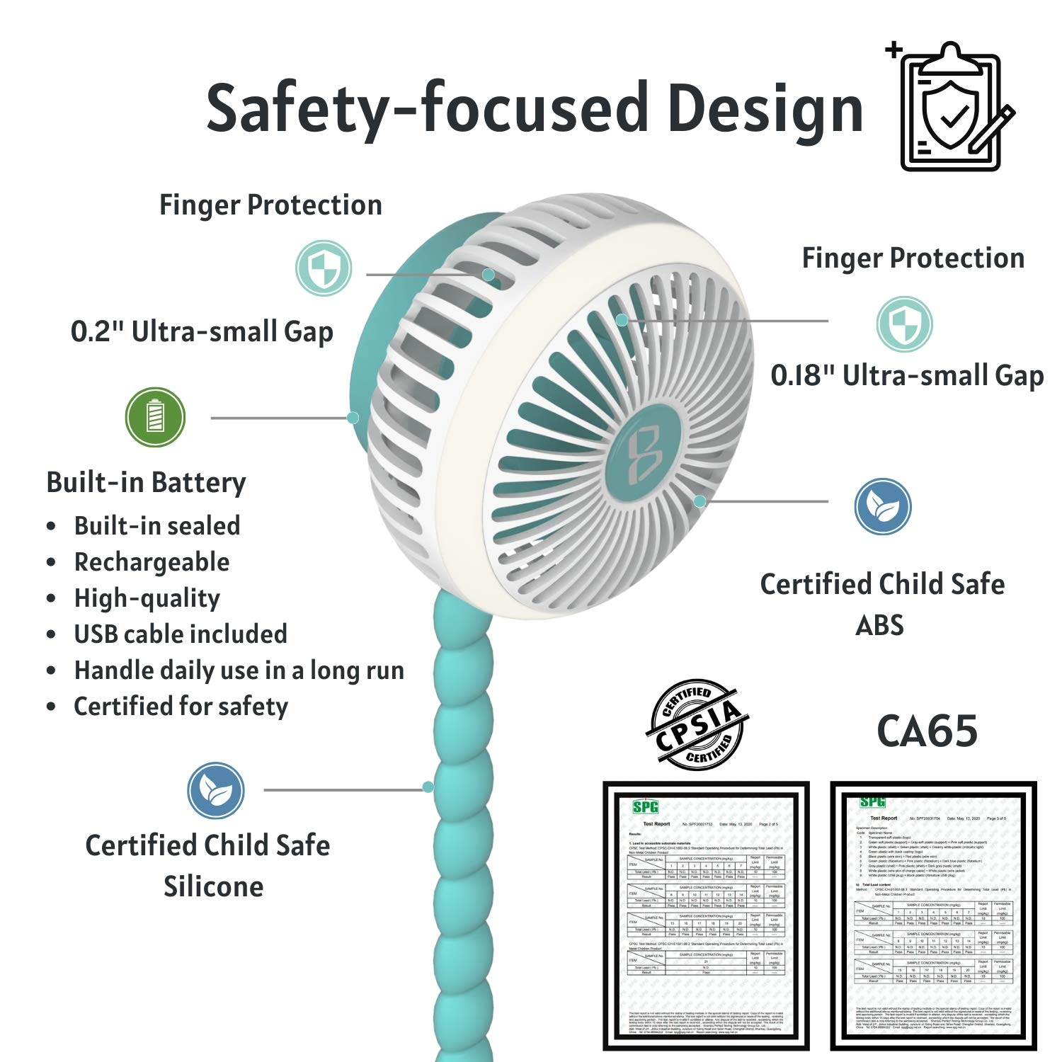 Moomet Mini Portable Stroller Fan | Flexible Monopod | USB Rechargeable Battery : Baby