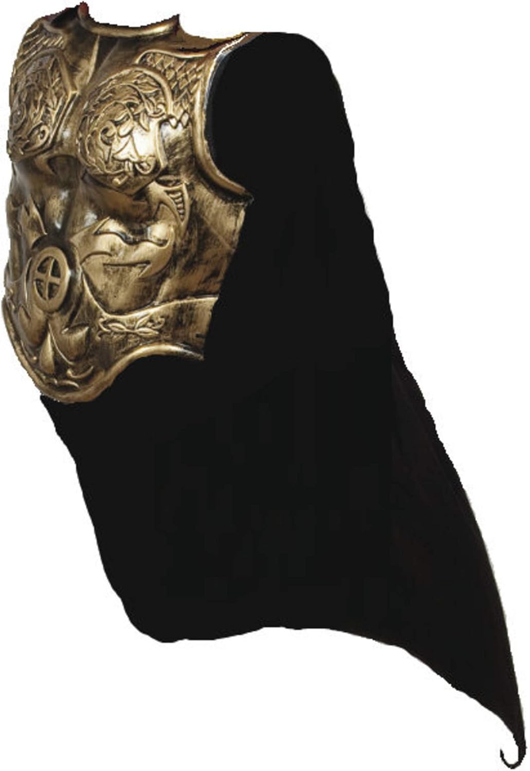 Heavy Plastic Antiqued Gold Roman Armor Chestplate Costume with Cape