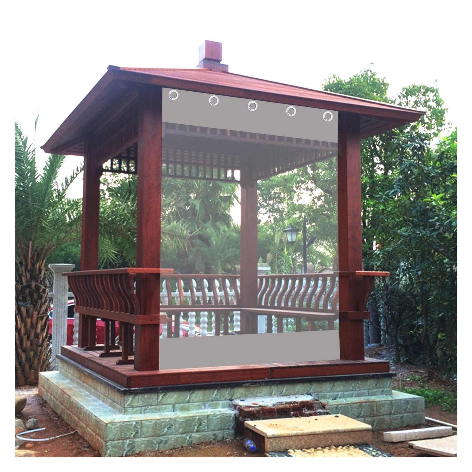 Outdoor Pavillon Vorhänge Wasserdicht Plane Seitenteile Klar mit Ösen für Terrassengehege Camping Veranda Baldachin 47 Größe (2x2,5m)