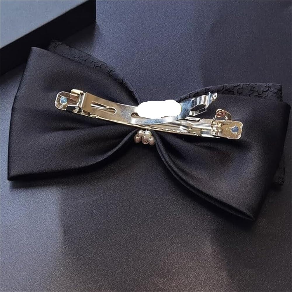 Fabric Bow Hair Clip Spoon Top Horizontal Ponytail Hairpin Elegant Hair Accessory for Women Daily Party Styling