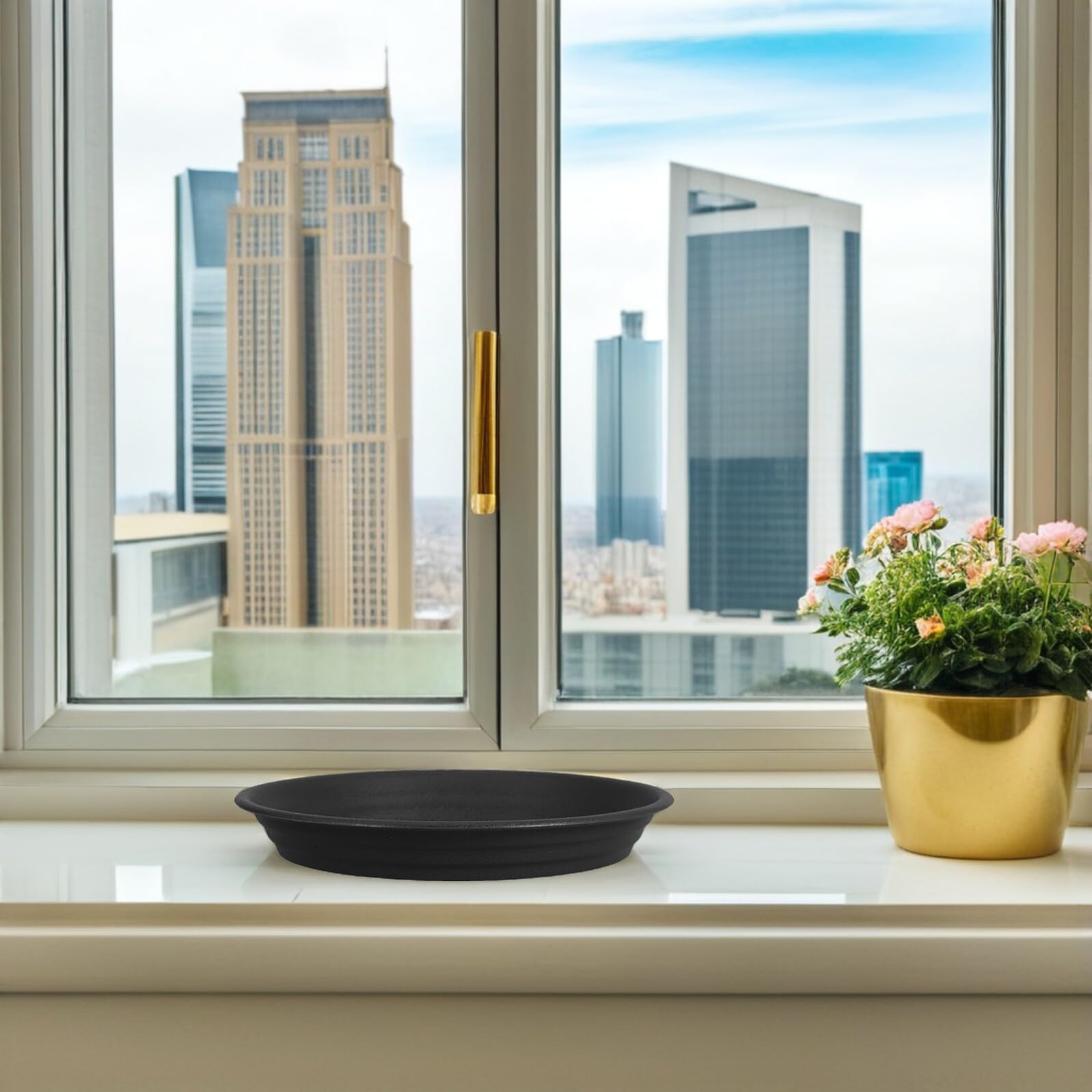 SHOWERORO 5 Platos para Macetas de Plástico PP Bandejas de Drenaje Resistentes de 26 CM de Diámetro Interior y 32 CM Exterior Protectores para Plantas de Interior y Exterior Bandejas