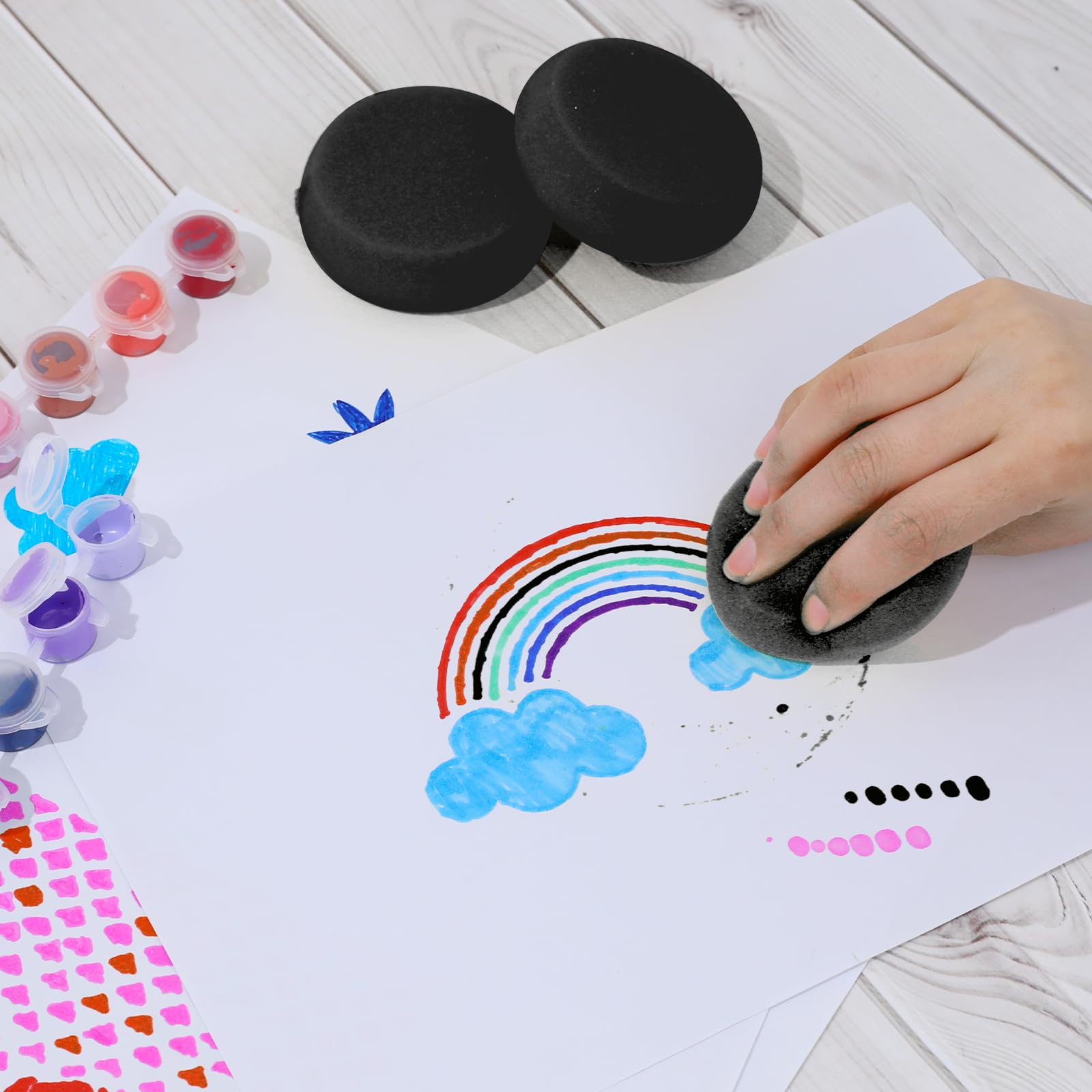 6 Spugne Rotonde Per Pittura - Diametro 7.6 Cm, Per Acquerello, Ceramica E Face Painting - Foto 9