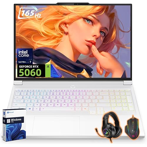 Lenovo Legion 7i Gaming Laptop, NVIDIA RTX 5060, 16" 2.5K QHD+ 165Hz 1ms OLED, Intel Core Ultra 7 255HX, 32 GB DDR5 5600MT/s, 2 TB SSD, RGB Keyboard, WiFi 7, Windows 11 Pro, Glacier White