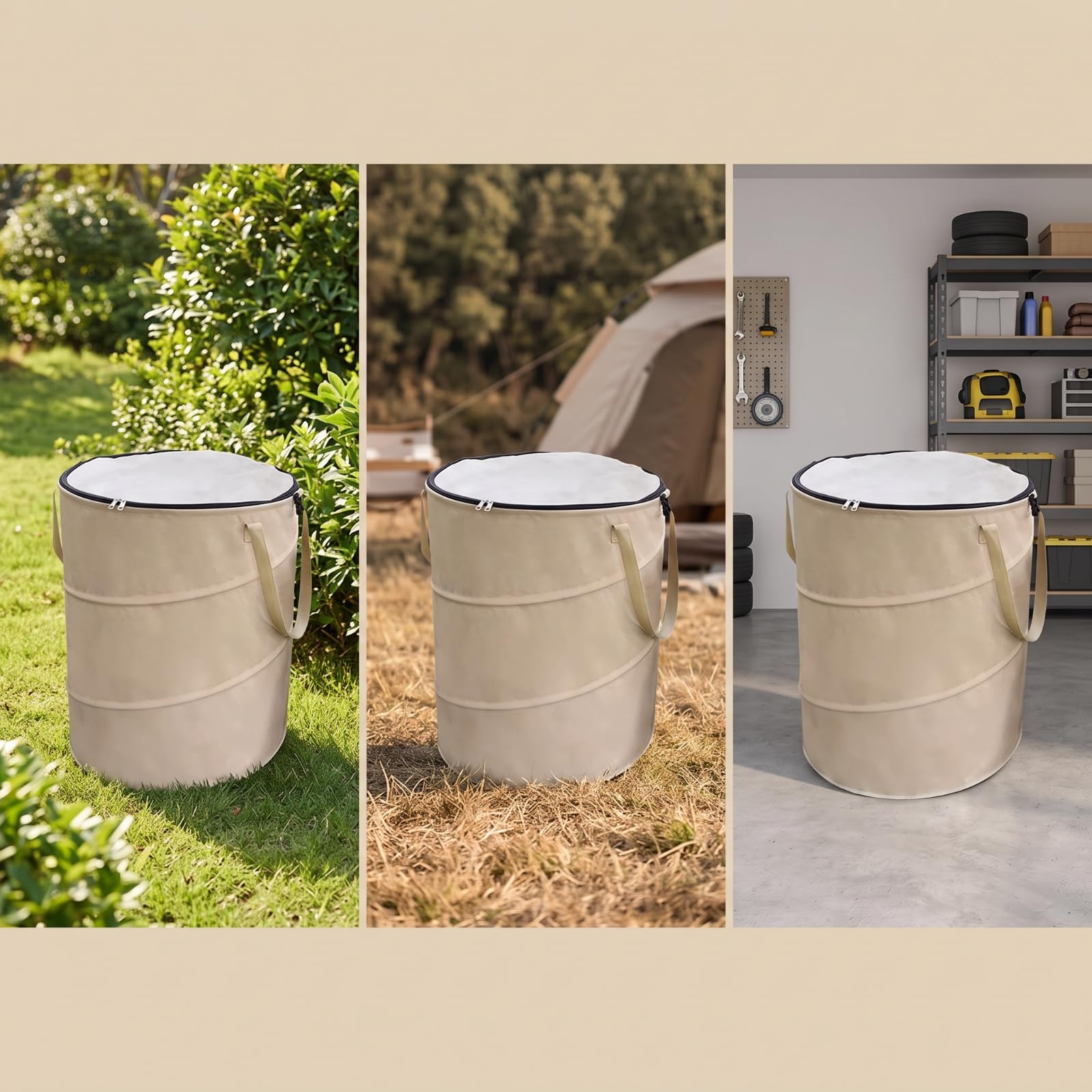 Qianly Plegable Impermeable, Cubo la con Tapa, para Espacios Reducidos, Camping, Jardín, Picnic, Campistas, L