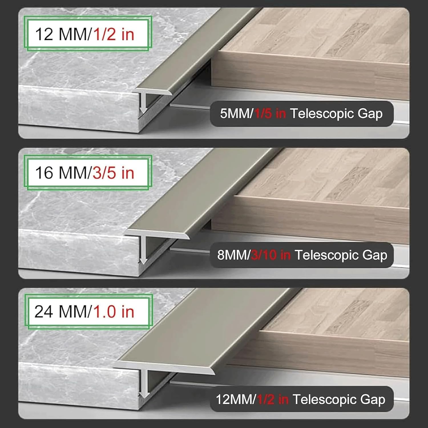 BKEKM Aluminum Floor Transition Strip T Molding Flat Divider Strip 59in Long Threshold Strip 2 pcs Cuttable Transition Edge Trim Floor Strip(Champagne,W12mm)