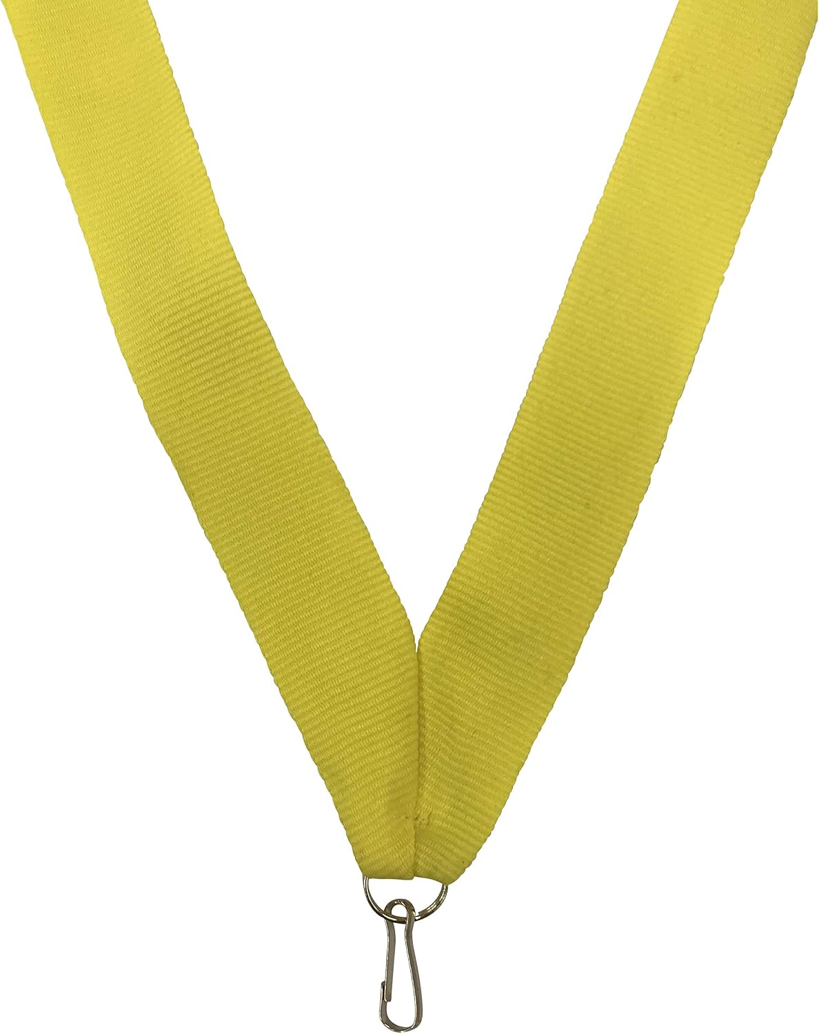 Yellow Neck Ribbons for Medals with Snap Clips Flat Lanyard Award (Pack of 100)