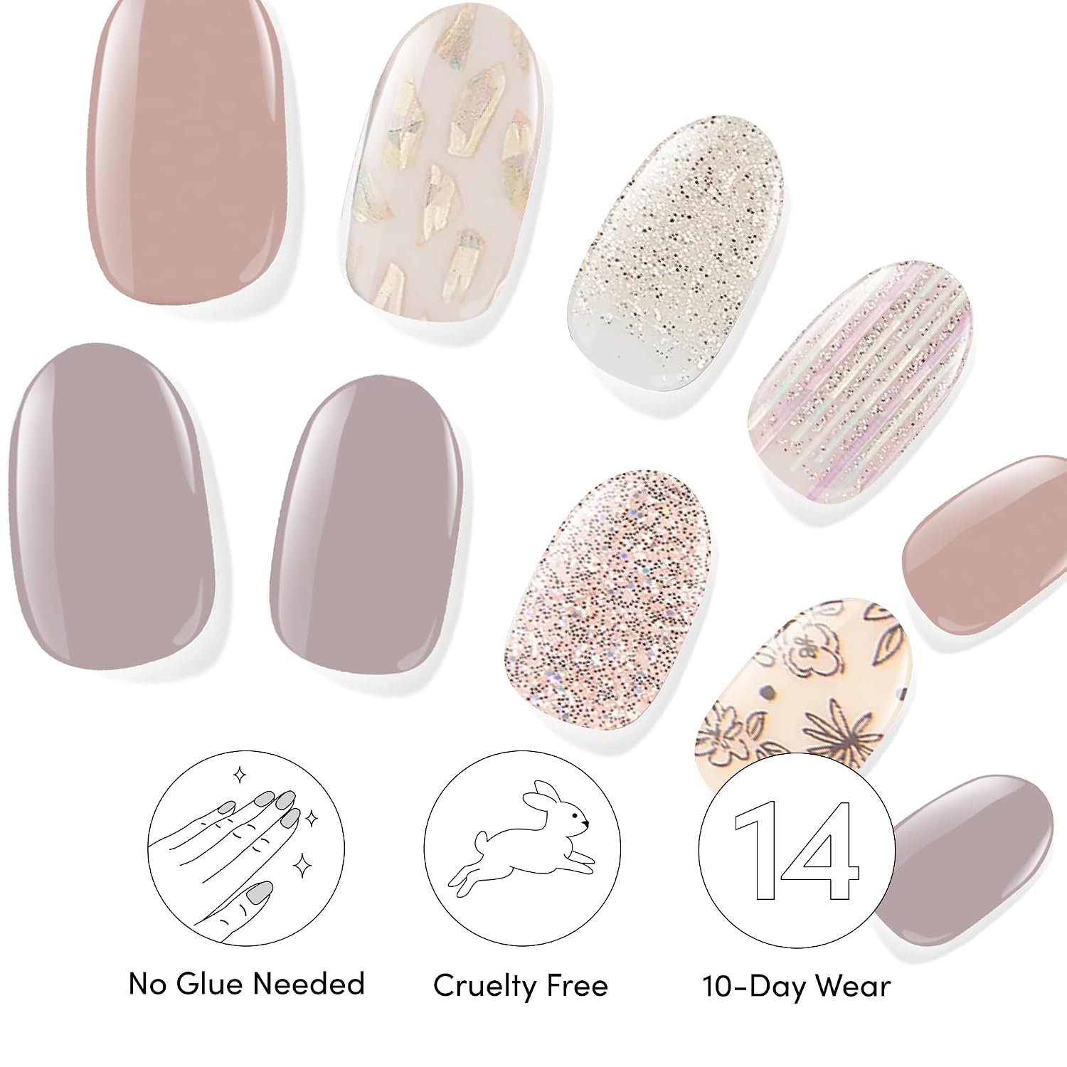 Best Nail Art Wraps - Dashing Diva Gloss Nail Strips Bundle - The Best Sellers Collection - Lavender Dreams & After Glow - UV Free, Chip resistant, Long Lasting Gel Stickers - contains 2 Sets Review
