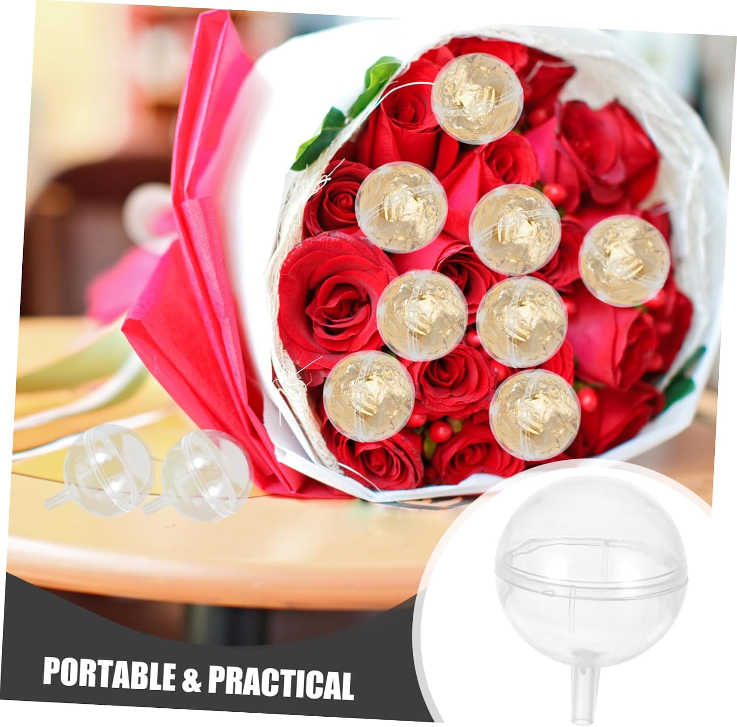 Angoily 100pcs Clear Plastic Chocolate Holders for Flower Bouquets for Valentine Day and Decorative Truffle Cup Packaging for Sweets and Candies