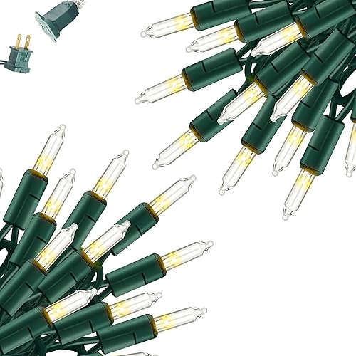 Vista 11 de Dazzle Bright Mini cadena de luces azules de Navidad, 20 pies, 100 luces incandescentes impermeables enchufables, decoraciones de Navidad