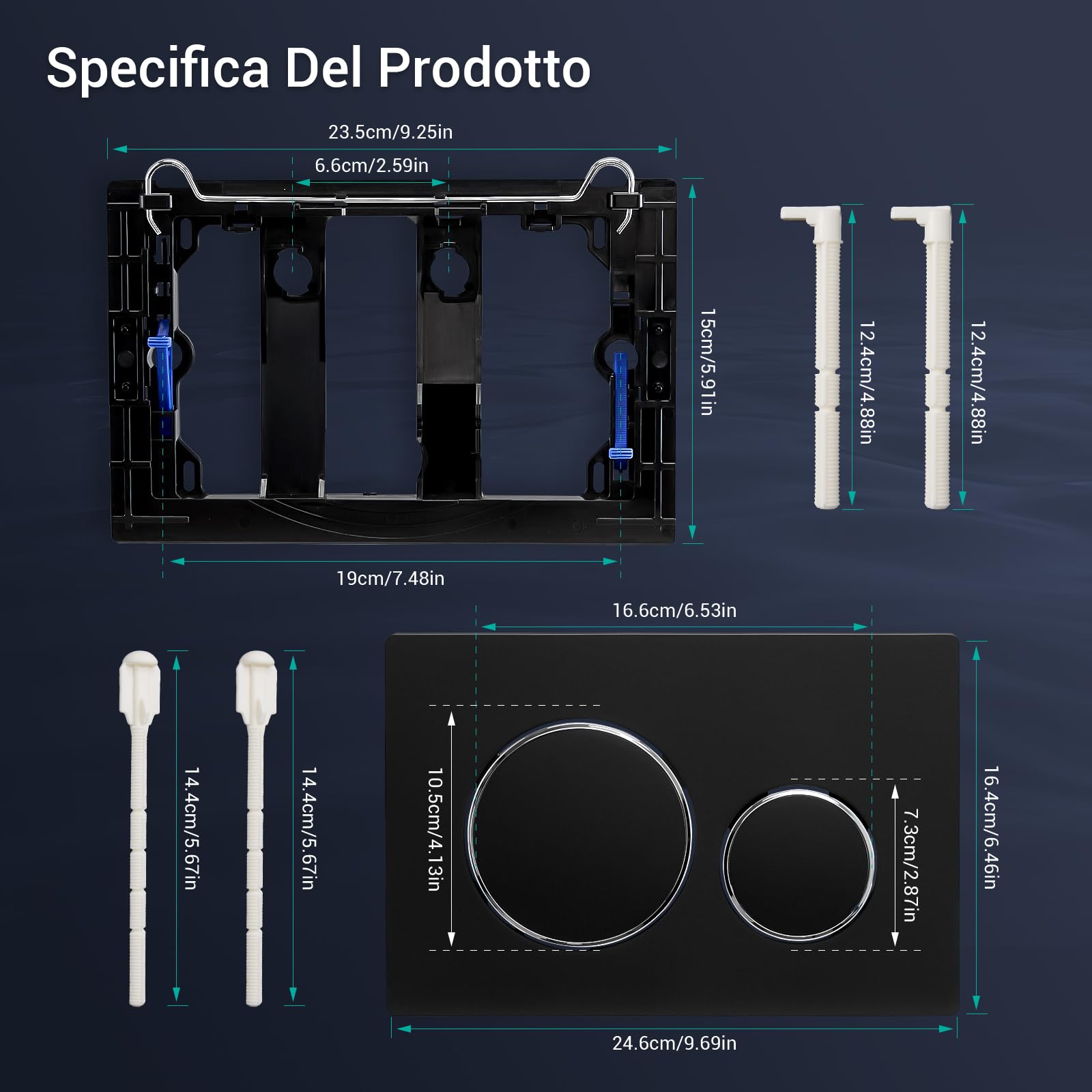 Placca Comando WC Geberit Sigma - Ricambio Per Cassetta, Doppio Scarico, Compatibile Con Sigma 01,20,30,50, UP320,300 - 10
