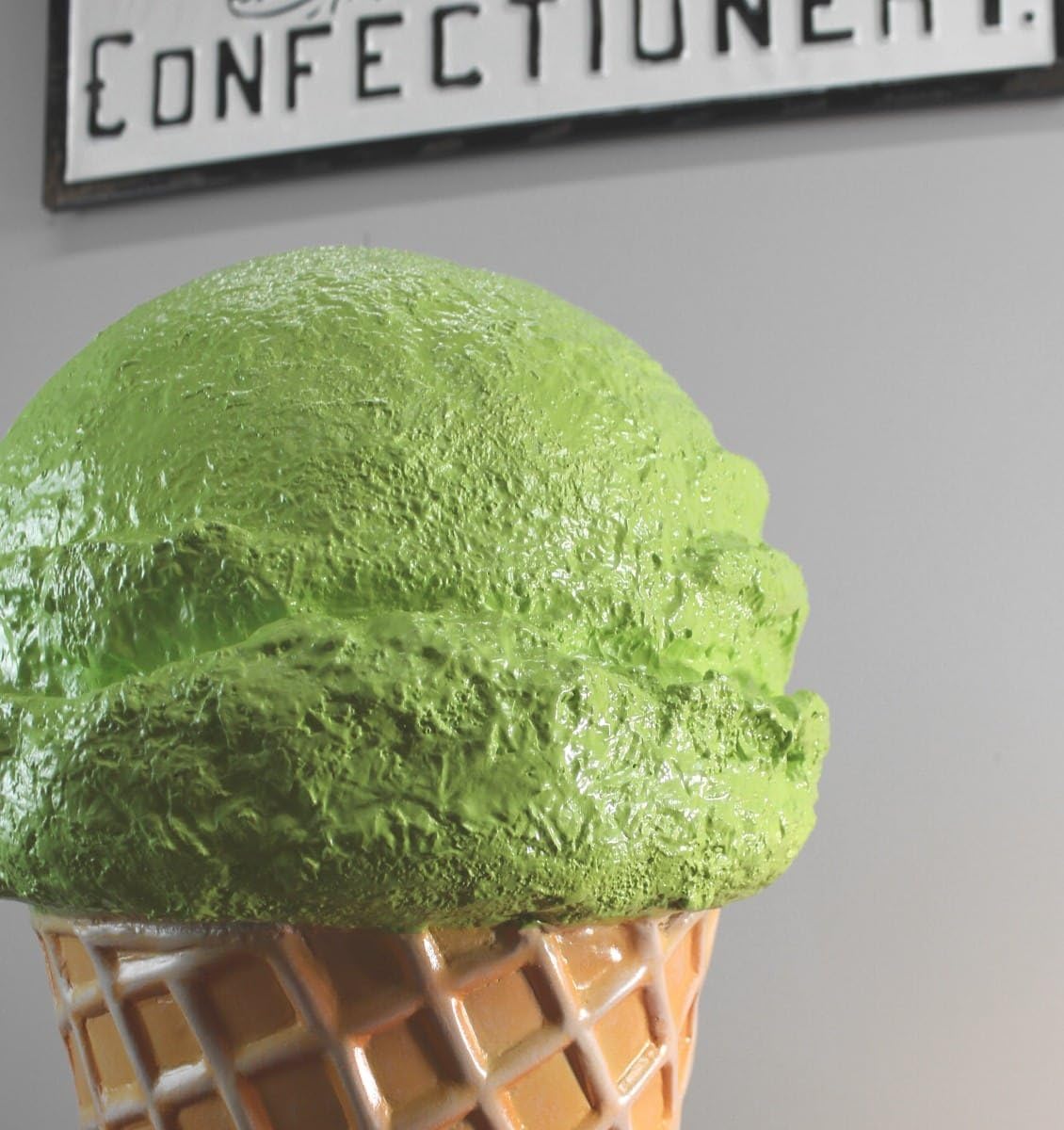Floor Mount Lime Ice Cream Cone Sherbert Advertise Street Sign Old Waffle Scoop
