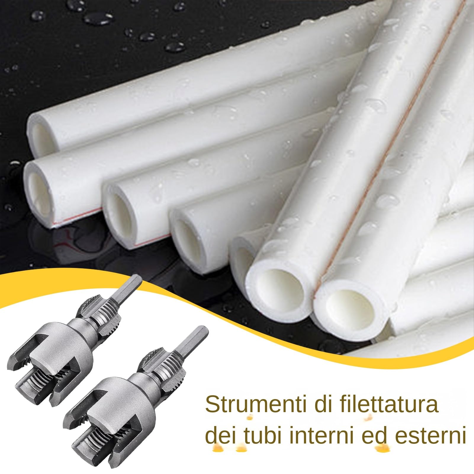 Set Per Filettatura Tubi PVC 2 In 1, Compatibile Con Trapano Elettrico, Specifiche 1/2'' E 3/4''