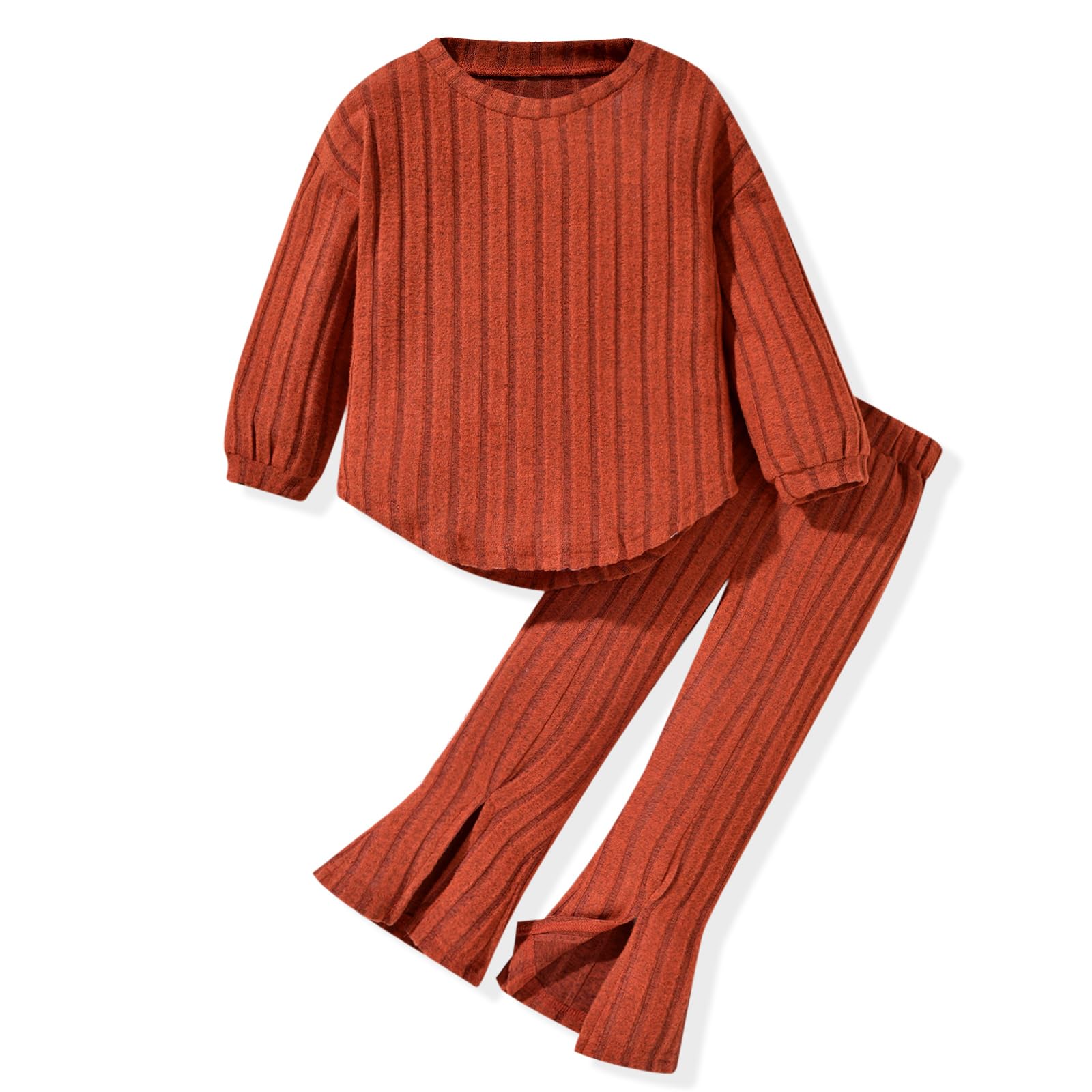 Aalizzwell Toddler Girl Flare Pants with Slit Outfit for 2T - 5T