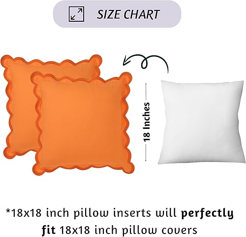 Miniatura 5 de Folkulture Fundas de almohada  (18 x 18) Juego de 2 fundas de almohada naranja de otoño para decoración de sala de estar de otoño  Almohada bohemia